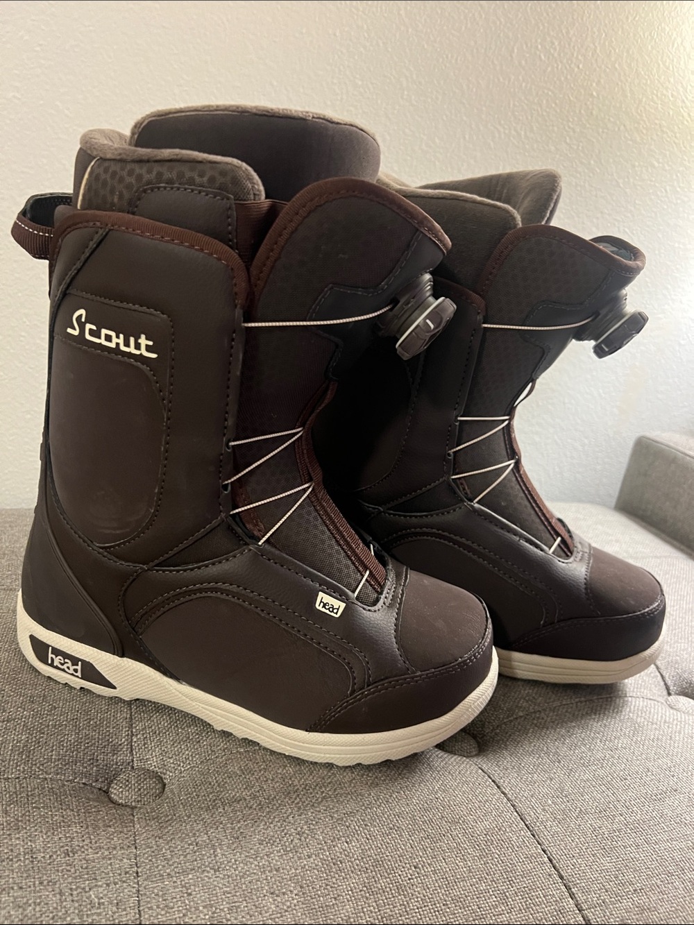 Head Scout Kids' Brown and White Snowboard Boots